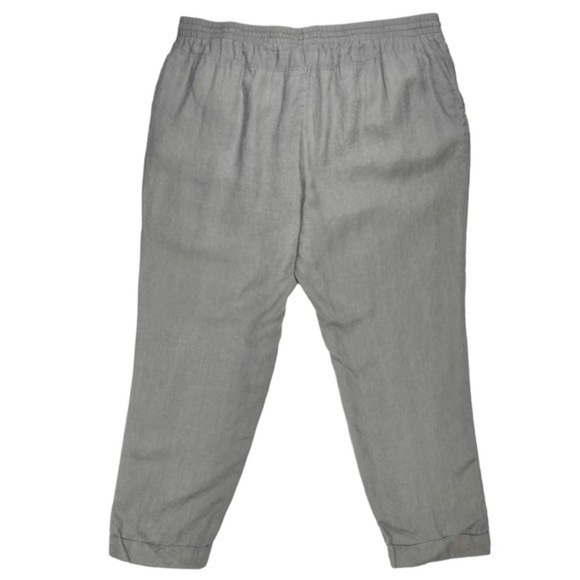 Ellen Tracy Linen Pants Womens Size XL Gray Cuffed Pockets Elastic Waist Pull On - Picture 7 of 12